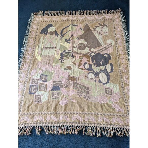 Tapestry Throw Blanket Christmas Santa's Express Nutcracker Bear Woven 50" x 60" - Picture 8 of 8